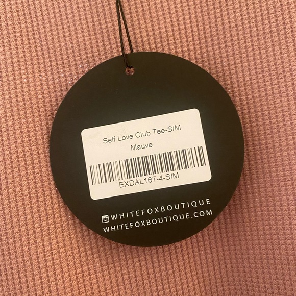 NWT White Fox Self Love Waffle Tee Mauve S/M - Picture 3 of 4